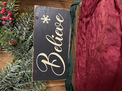 Handmade Wood Believe Sign Black 10